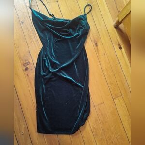 Iris Dark Green Glittery Velvet Dress